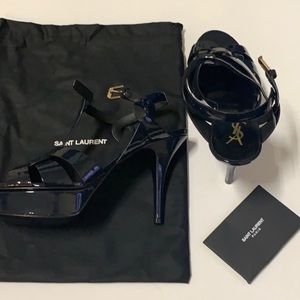 Yves Saint Laurent Black Patent Leather Platform Heels